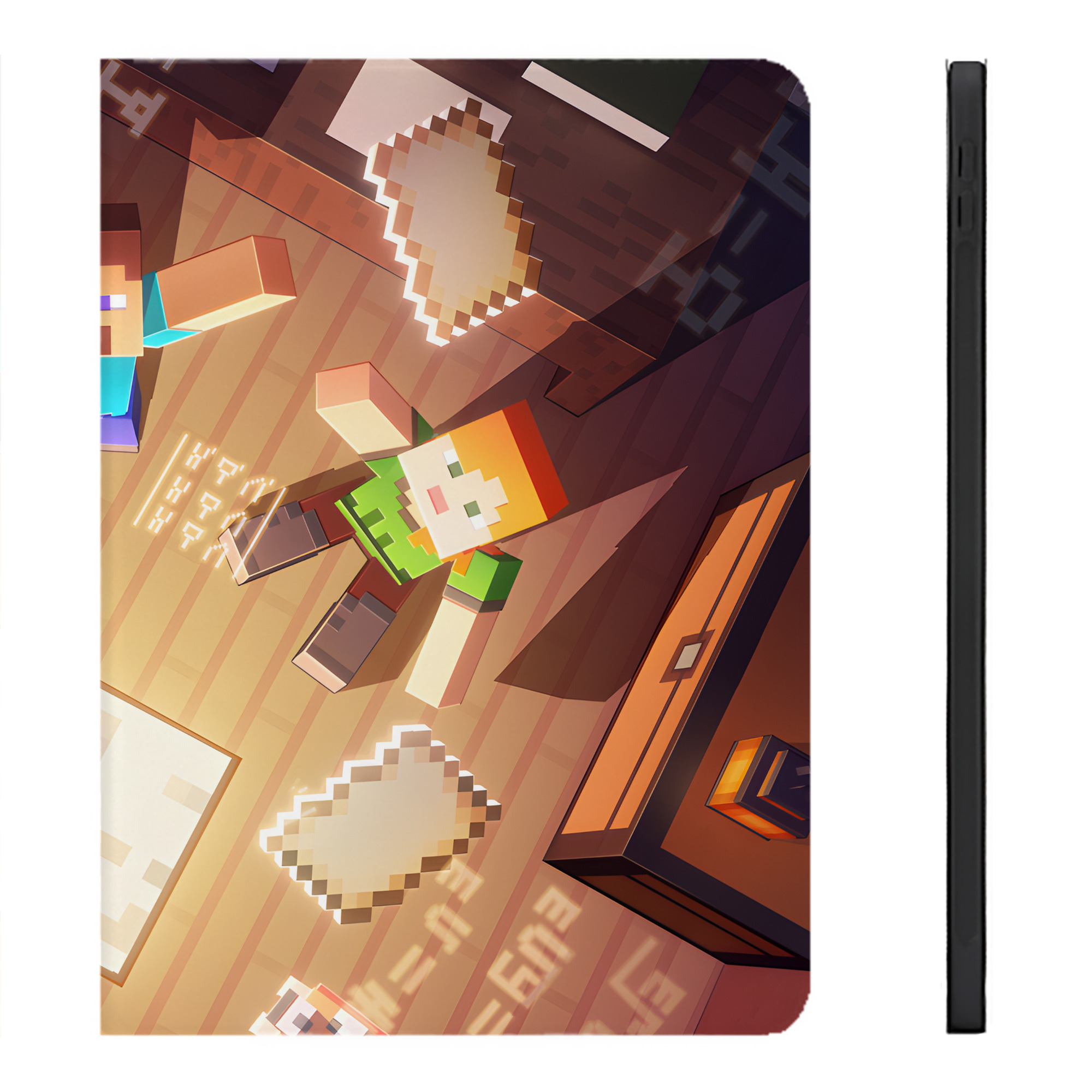 （画像用） マインクラフト ブロックの世界 Minecraft MC Block world IPadケース ペンホルダー付き ブックスタイルデザイン
